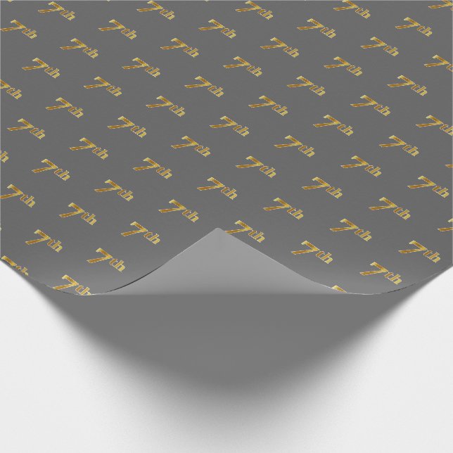 Papier Cadeau Grey, Faux Gold 7th (Septième) Event Wrapper Paper (Coin)