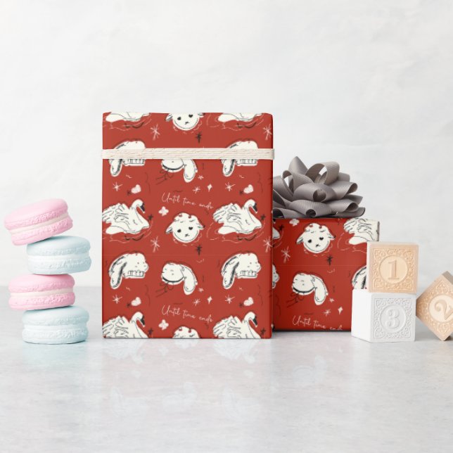 Papier Cadeau Gribouillages d'animaux mignons effrayants & notes (Baby Shower)