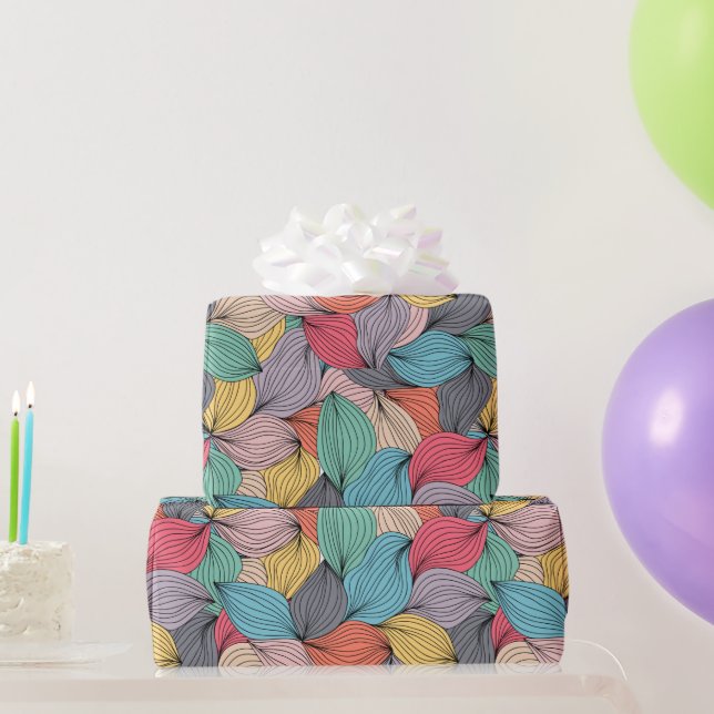 Papier Cadeau Gribouillages de fil coloré  (Cadeaux de fête)