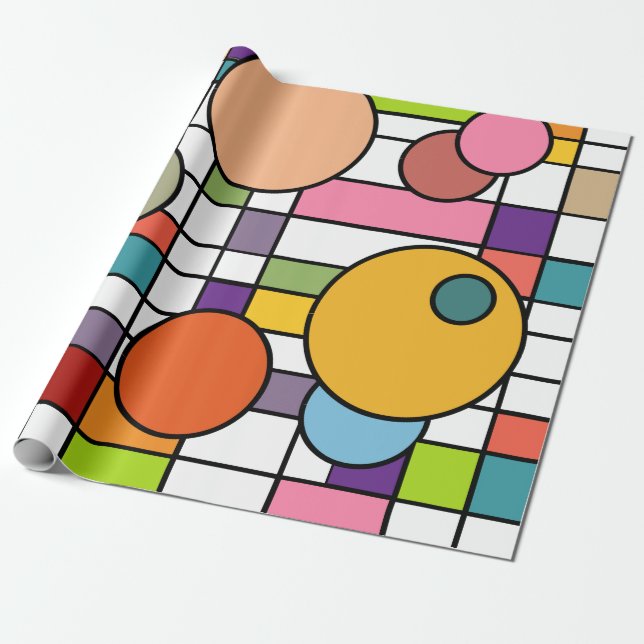 Papier Cadeau Grid de Midcentury (Déroulé)