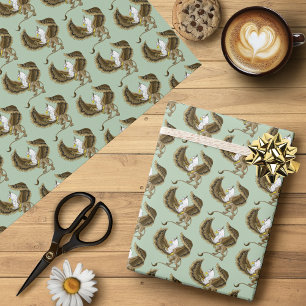 Papier Cadeau Griffon Fantastique Brun Majestueux Gryphon Mythiq
