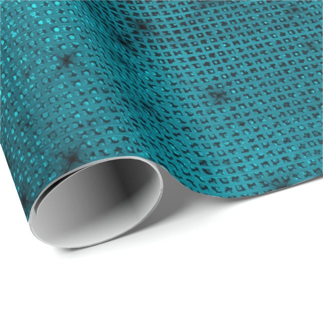Papier Cadeau Grillades urbaines Turquoises Aquatiques Noires Él (Coin rond)