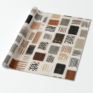 Papier Cadeau Grille Abstraite du Boho de Terre - Texture tirée