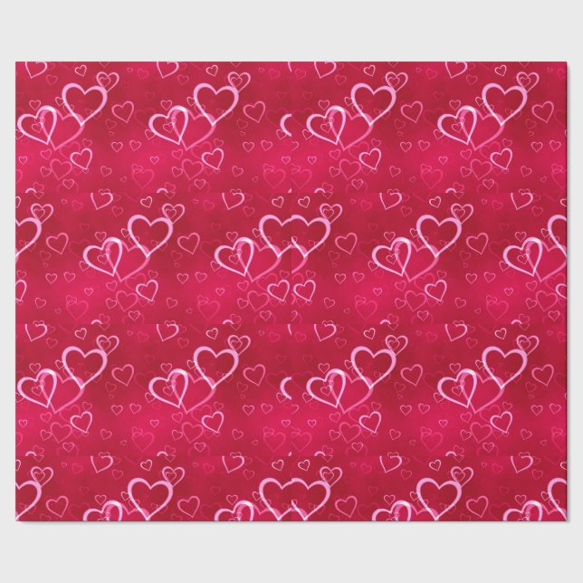 Papier Cadeau Grille de cœur corail : douceur simple éparpillée  (Couture)