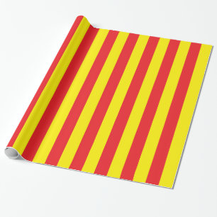 Papier Cadeau Grilles verticales jaunes et rouges