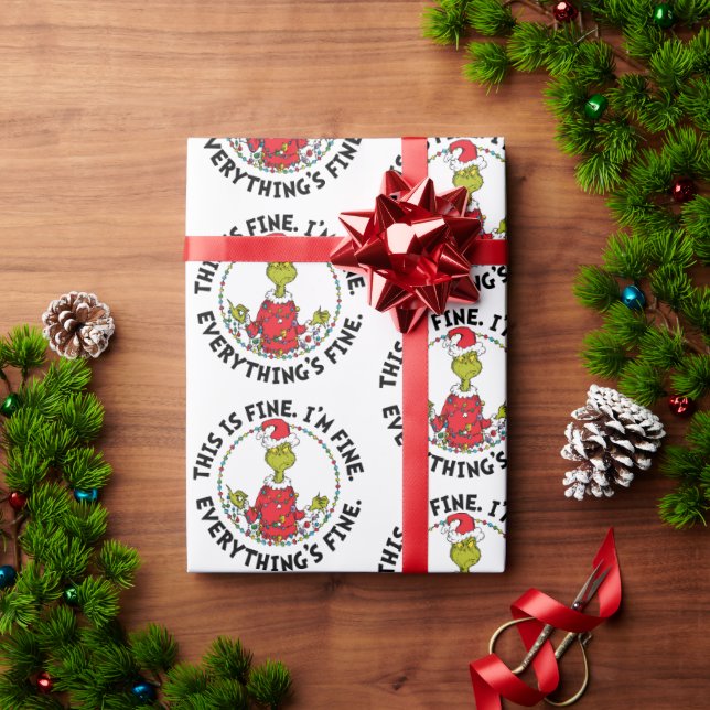 Papier Cadeau Grinch | Everything's Fine (Cadeau de vacances)