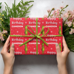 Papier Cadeau Grinch Flocon de Neige Anniversaire