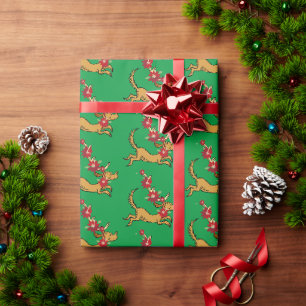 Papier Cadeau Grinch Max Poinsettia de Noël