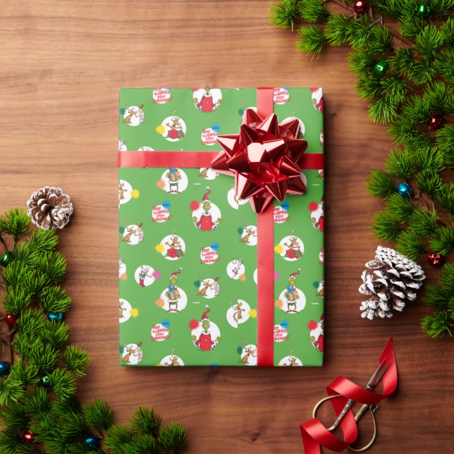 Papier Cadeau Grinch | Motif de points de Noël (Cadeau de vacances)
