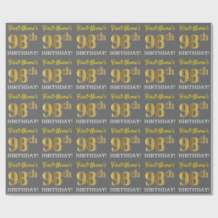 Papier Cadeau Gris, aspect or imitation pour "ANNIVERSAIRE 98 an
