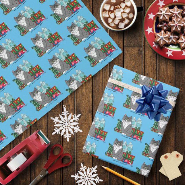 Papier Cadeau Gris blanc Noël Kitten (Créateur téléchargé)