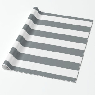 Papier Cadeau Gris Charbon, Blanc motif à rayures XL