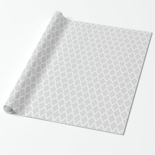 Papier Cadeau Gris clair blanc motif quatrefeuilles marocain #4