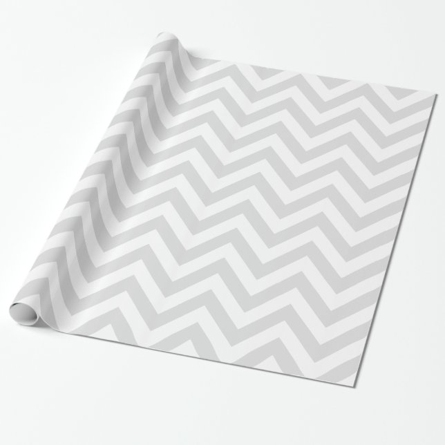 Papier Cadeau Gris clair blanc XL Chevron motif ZigZag (Déroulé)
