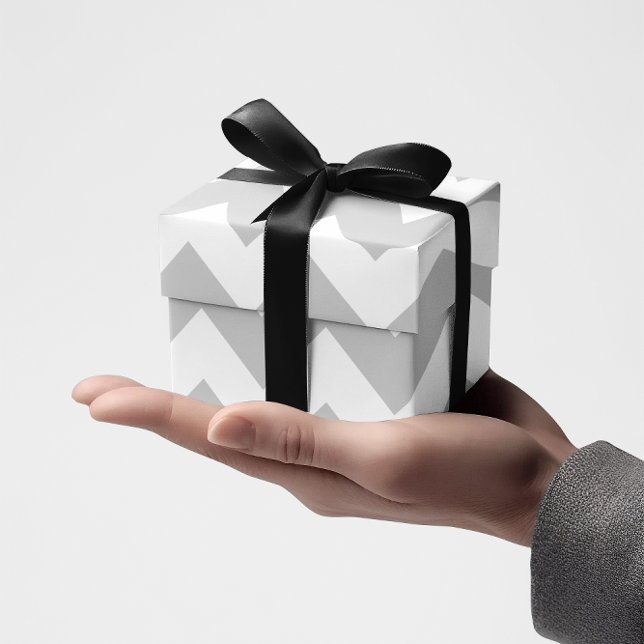 Papier Cadeau Gris clair et chevron blanc (Light Grey and White Chevron Wrapping Paper)