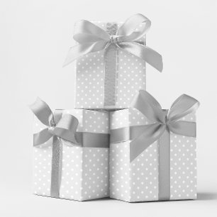 Papier Cadeau Gris clair et petit pois blanc