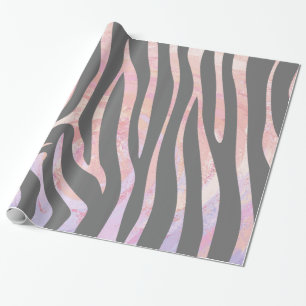 Papier Cadeau Gris clair et rose Zebra