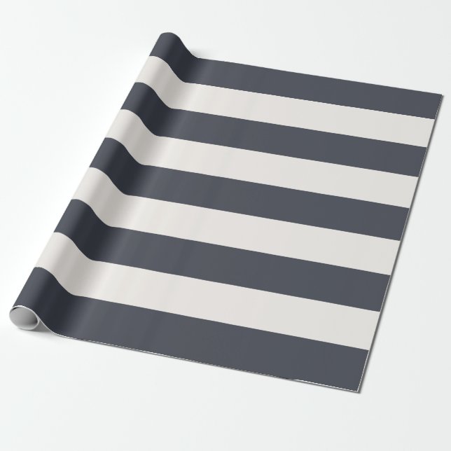 Papier Cadeau Gris cool et rayures blanches (Déroulé)