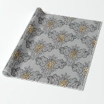 Papier Cadeau Gris et Or Vin Vintage<br><div class="desc">Papier d'emballage à thème vin vintage gris et or de Paris.</div>
