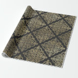 Papier Cadeau Gris et or Vintage Damas<br><div class="desc">Papier d'emballage vintage damassé gris et or paris.</div>