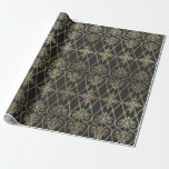 Papier Cadeau Gris et or Vintage Damas<br><div class="desc">Papier d'emballage vintage damassé gris et or paris.</div>