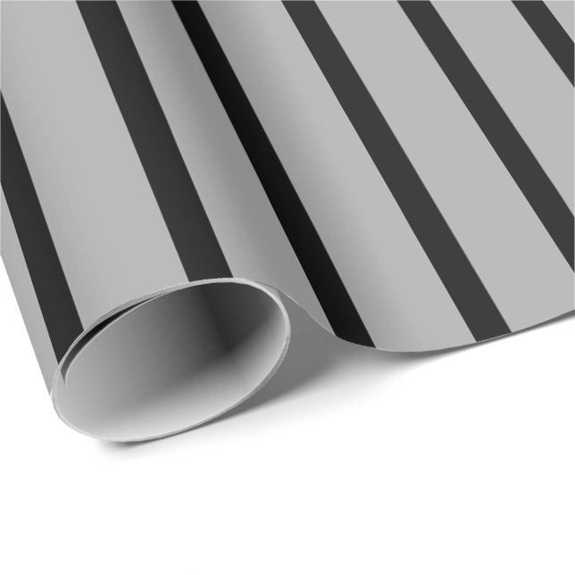 Papier Cadeau Gris et rayures noires (Coin rond)