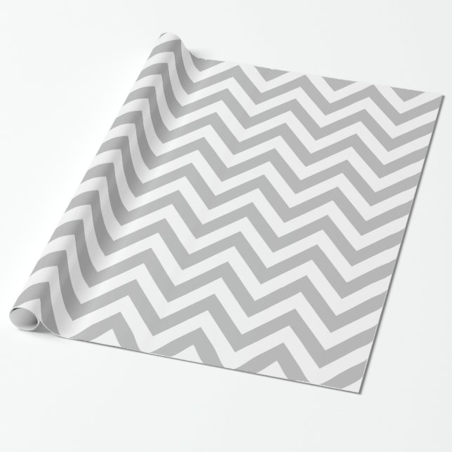 Papier Cadeau Gris foncé Blanc XL Motif Chevron ZigZag (Déroulé)