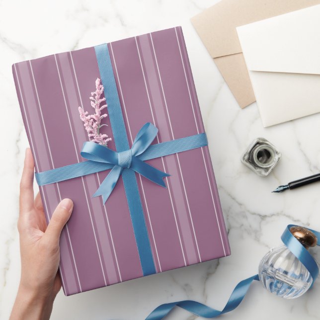 Papier Cadeau Gris Magenta & Rayures Gris Magenta Clair (Cadeaux)