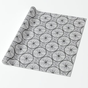 Papier Cadeau Gris noir - Bike Wheels Motif