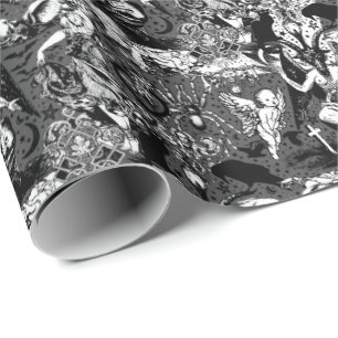 Papier Cadeau Gris noir cuisine gothique victorienne gothique Ba