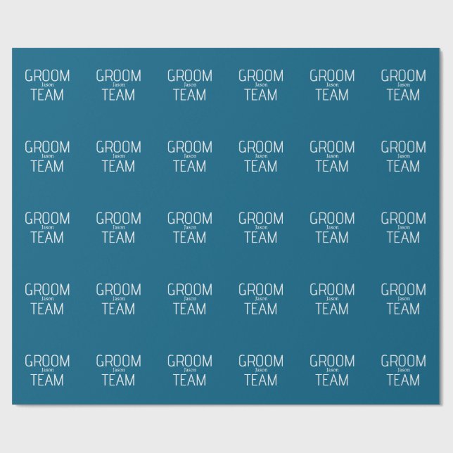 Papier Cadeau groomsman bold groom team gray blue white bachelor (Plat)