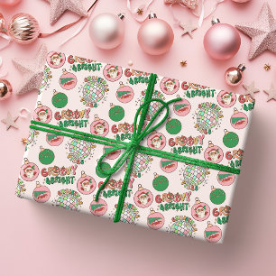 Papier Cadeau Groovy et Rose Clair et Vert Fête Rétro