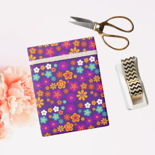 Papier Cadeau Groovy One Anniversaire Floral Rétro Coloré