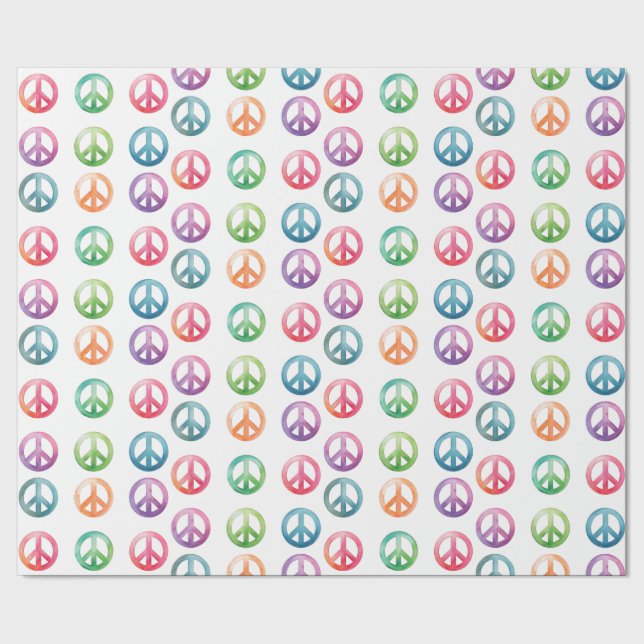 Papier Cadeau Groovy peace signs watercolor style hippie love (Couture)