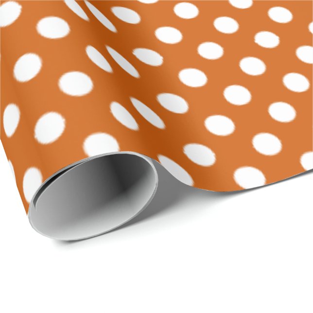 Papier Cadeau Gros Motif Dots Brûlé Orange (Coin rond)