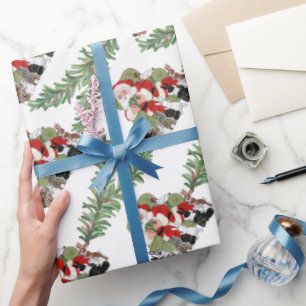 Papier Cadeau Gros Noël Père Noël et lapins lapins lapins