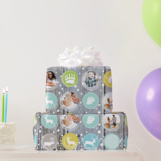 Papier Cadeau Grotte rustique Bois Photos de famille de Noël (Cadeaux de fête)