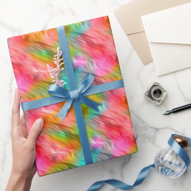Papier Cadeau Grue colorée Fleur Wavy Texture (Cadeaux)