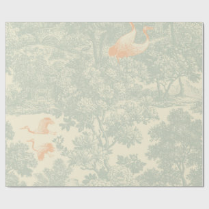 Papier Cadeau Grue de toile de chinoiserie jardin botanique asia