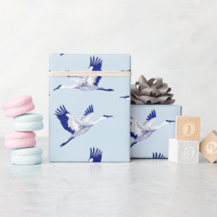 Papier Cadeau Grues bleues et blanches