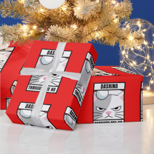 PAPIER CADEAU GRUMP CAT NOËL LIVRE D'ÉTIQUETAGE