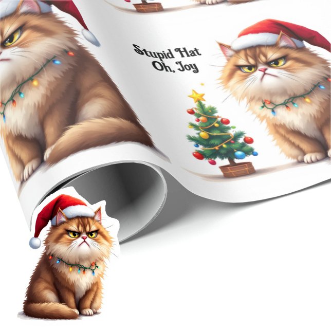 Papier Cadeau Grumpy Chat c'est Noël de nouveau Texte personnali (Créateur téléchargé)