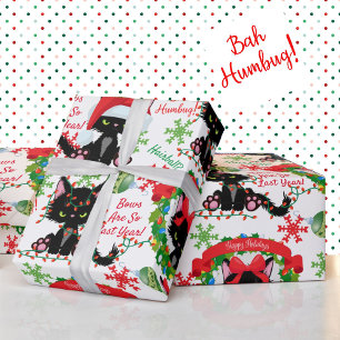 Papier Cadeau Grumpy Kitty Bah Humbug - Chat dans les vaches Cas