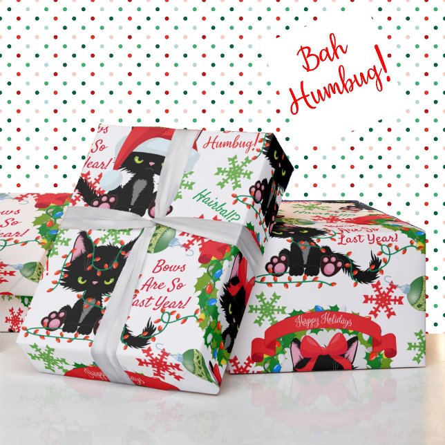 Papier Cadeau Grumpy Kitty Bah Humbug - Chat dans les vaches Cas (Créateur téléchargé)