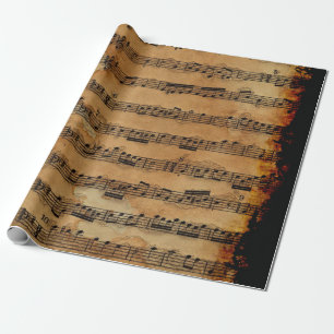 Papier Cadeau Grunge Sheet Music-amoureux de musique