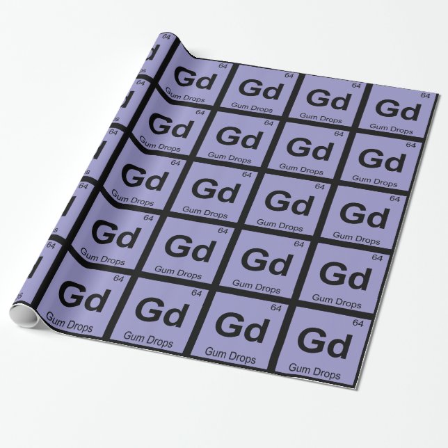 Papier Cadeau Gu - Gum Drops Chimie Symbole de table périodique (Déroulé)