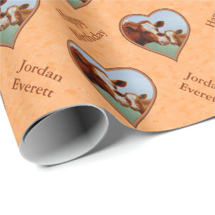 Papier Cadeau Guernsey Calf et Mère Cow Peach