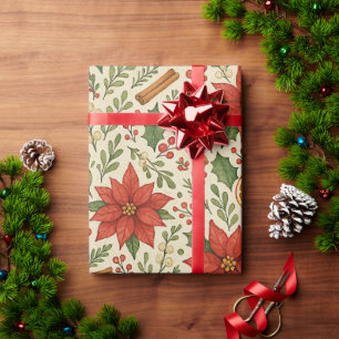 Papier Cadeau Gui de botanique Motif d'art floral classique