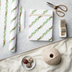Papier Cadeau Guirlande de léopard Préppy aquarelle Noël
