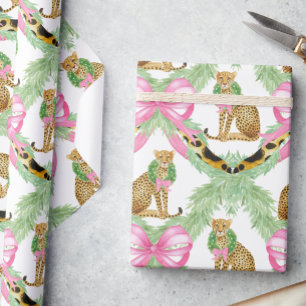 Papier Cadeau Guirlande de léopard Préppy aquarelle Noël